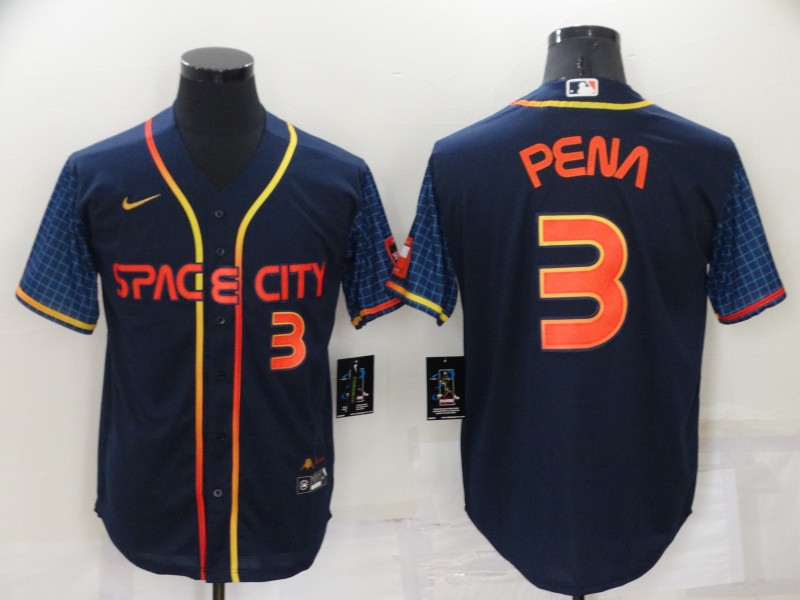 Men's Houston Astros #3 Jeremy Peña 2022 Navy City Connect Cool Base Stitched Jersey